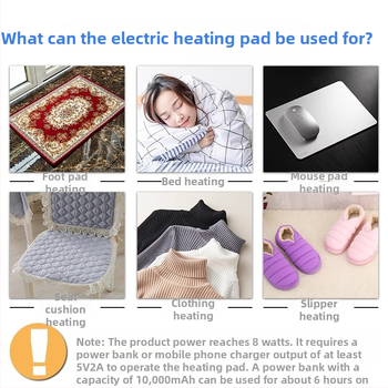 USB fűtőlap — egérpad és kéz- vagy lábmelegítő, 5V elektromos fűtés, tiszta pamut