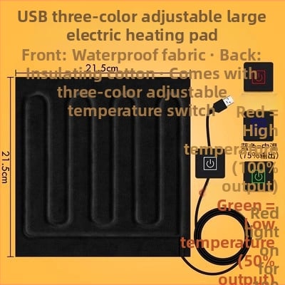 USB fűtőlap — egérpad és kéz- vagy lábmelegítő, 5V elektromos fűtés, tiszta pamut