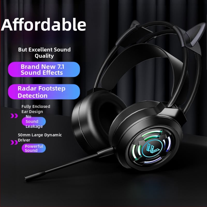 Spēļu austiņas ar 7.1 telpisko skaņu, ar kabeli, virs ausīm, ar mikrofonu, datoram un klēpjdatoram