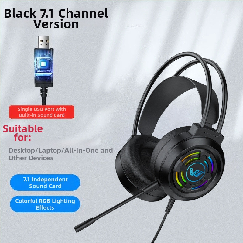 Spēļu austiņas ar 7.1 telpisko skaņu, ar kabeli, virs ausīm, ar mikrofonu, datoram un klēpjdatoram
