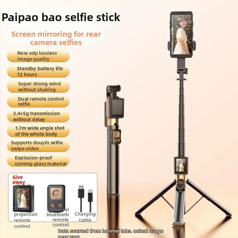 Mobilā tālruņa selfijam un tiešraides komplekts: ekrāna atspoguļošanas ierīce, statīvs, tālruņa turētājs; alumīnija sakausējums, attāluma vadība, Bluetooth, pielāgošana atbalstīta