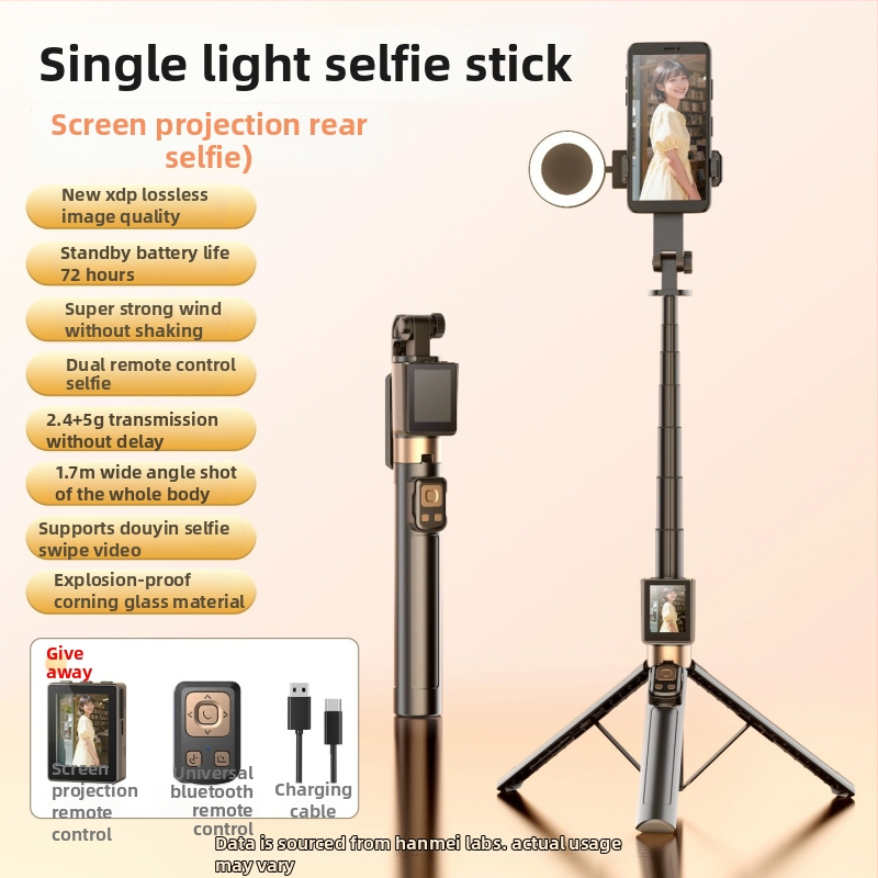 Mobilā tālruņa selfijam un tiešraides komplekts: ekrāna atspoguļošanas ierīce, statīvs, tālruņa turētājs; alumīnija sakausējums, attāluma vadība, Bluetooth, pielāgošana atbalstīta