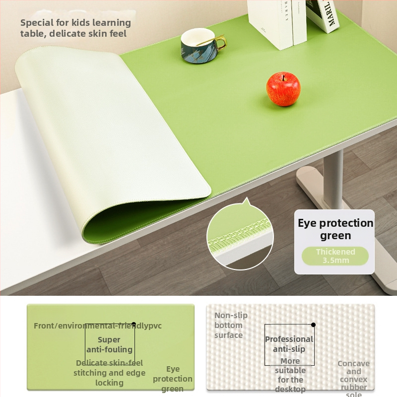 Covoraș de birou din piele, suprafață antialunecare și impermeabilă; doar o față, margini cusute.