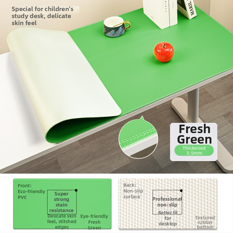 Covoraș de birou din piele, suprafață antialunecare și impermeabilă; doar o față, margini cusute.