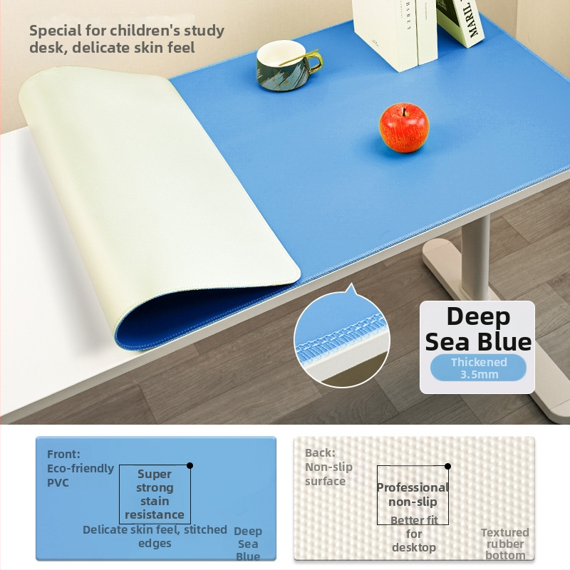 Covoraș de birou din piele, suprafață antialunecare și impermeabilă; doar o față, margini cusute.