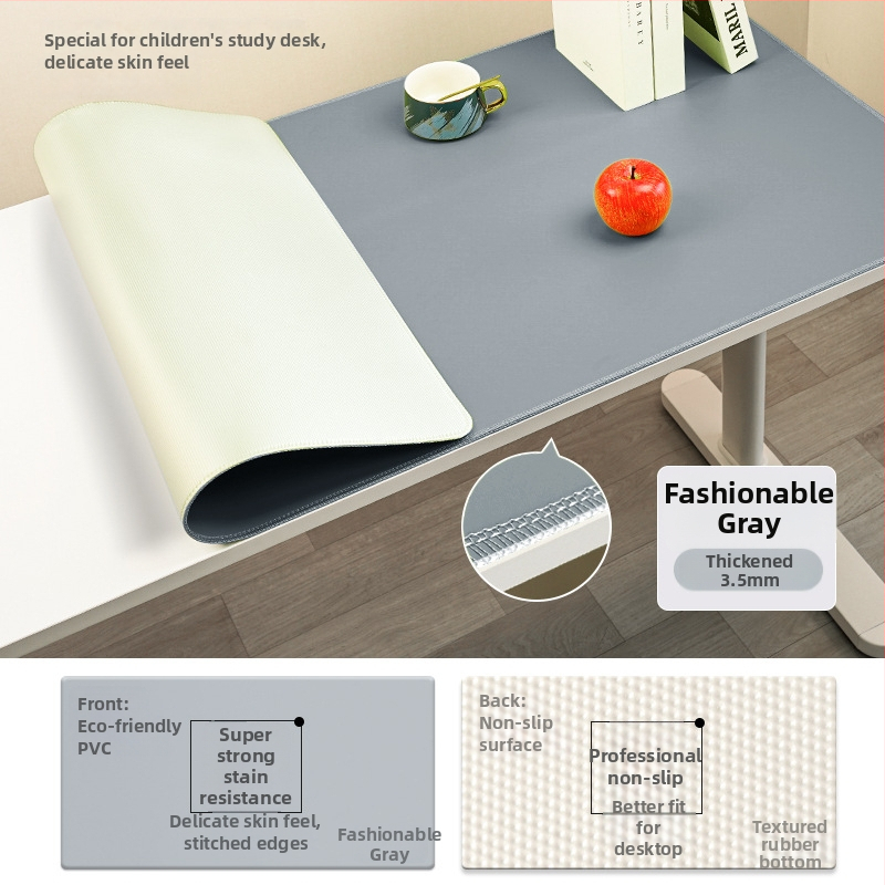 Covoraș de birou din piele, suprafață antialunecare și impermeabilă; doar o față, margini cusute.