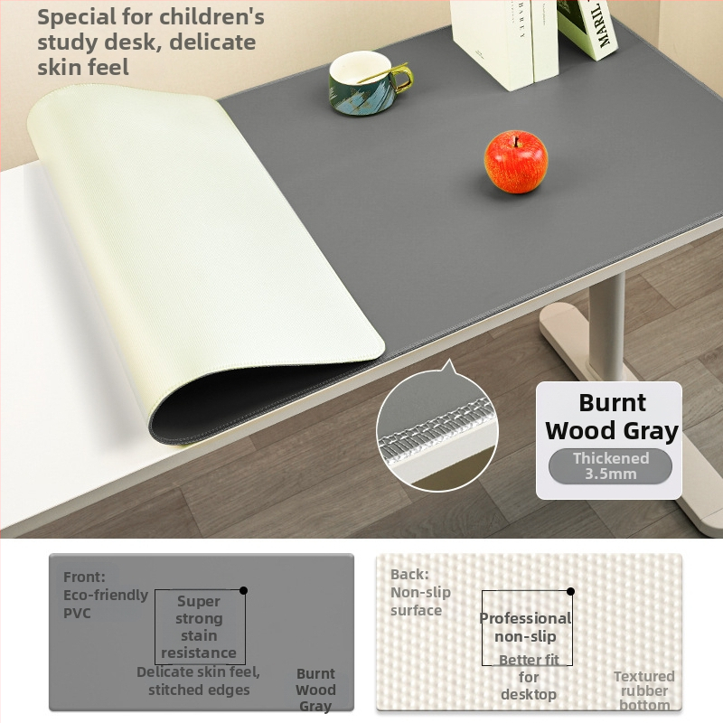 Covoraș de birou din piele, suprafață antialunecare și impermeabilă; doar o față, margini cusute.