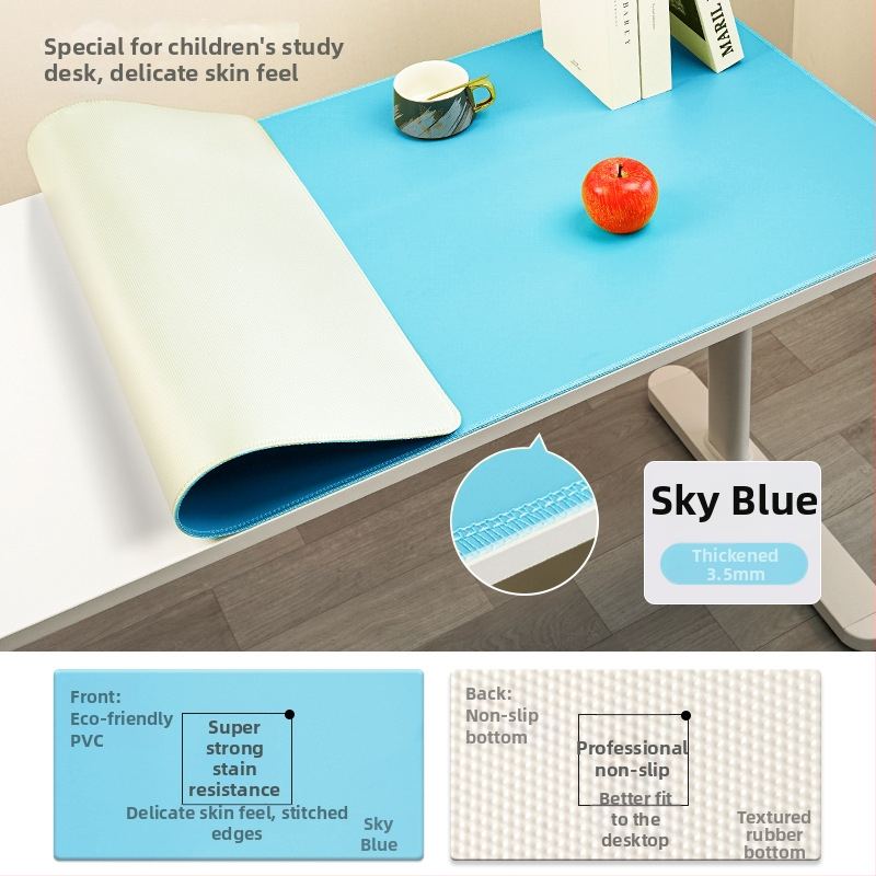 Covoraș de birou din piele, suprafață antialunecare și impermeabilă; doar o față, margini cusute.