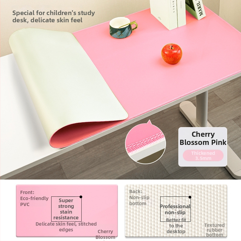 Covoraș de birou din piele, suprafață antialunecare și impermeabilă; doar o față, margini cusute.