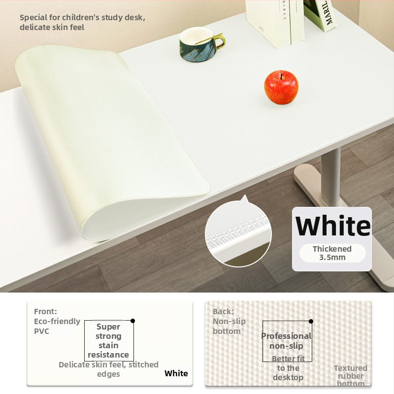 Covoraș de birou din piele, suprafață antialunecare și impermeabilă; doar o față, margini cusute.