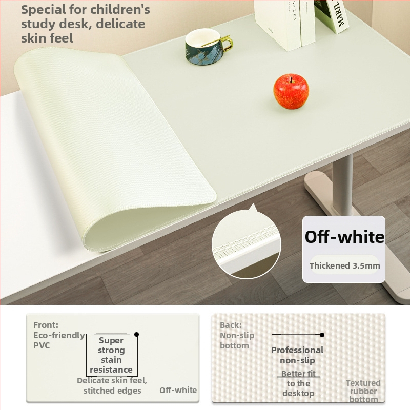 Covoraș de birou din piele, suprafață antialunecare și impermeabilă; doar o față, margini cusute.