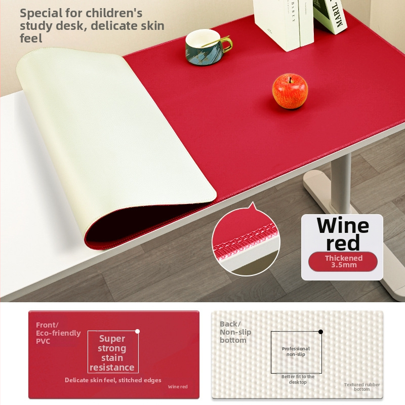 Covoraș de birou din piele, suprafață antialunecare și impermeabilă; doar o față, margini cusute.