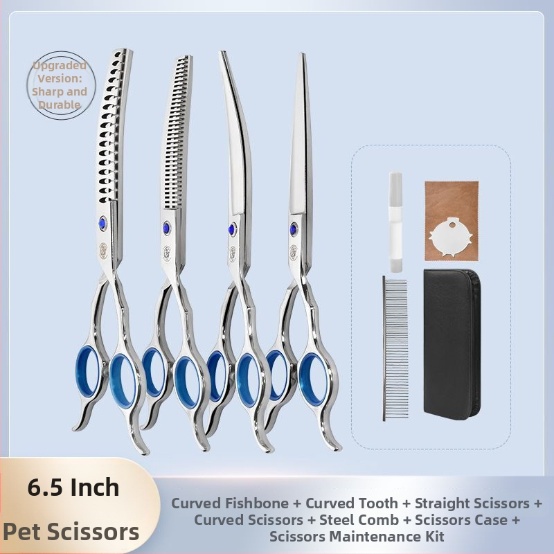Set de foarfece pentru îngrijire animale de companie – tăiere profesională, foarfecă cu dinți curbati pentru blană de câine, material: floare de mătase, 234 bucăți în cutie