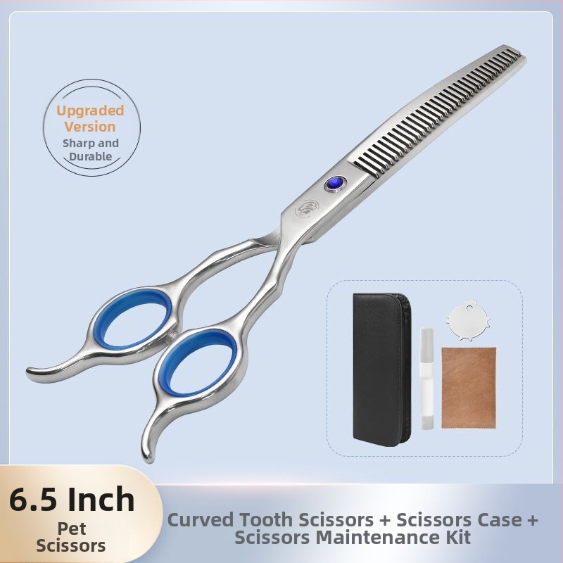 Set de foarfece pentru îngrijire animale de companie – tăiere profesională, foarfecă cu dinți curbati pentru blană de câine, material: floare de mătase, 234 bucăți în cutie