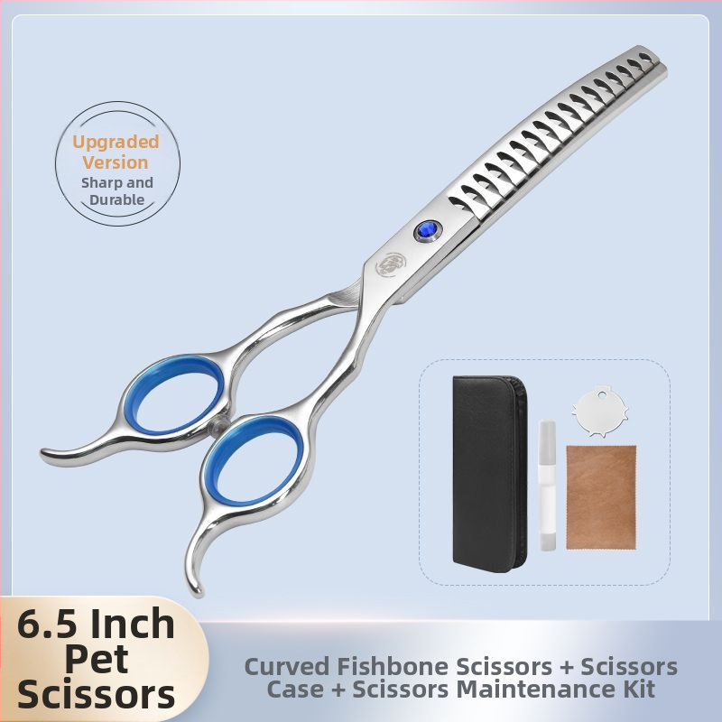 Set de foarfece pentru îngrijire animale de companie – tăiere profesională, foarfecă cu dinți curbati pentru blană de câine, material: floare de mătase, 234 bucăți în cutie