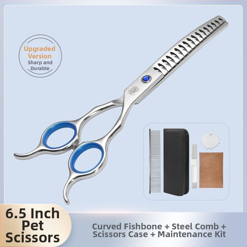 Set de foarfece pentru îngrijire animale de companie – tăiere profesională, foarfecă cu dinți curbati pentru blană de câine, material: floare de mătase, 234 bucăți în cutie