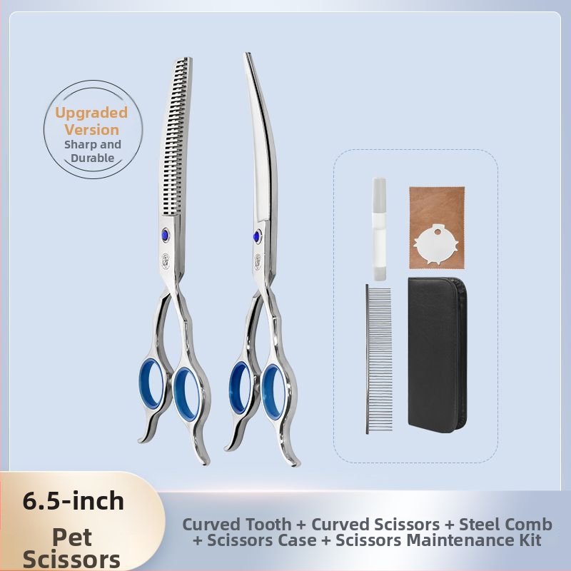 Set de foarfece pentru îngrijire animale de companie – tăiere profesională, foarfecă cu dinți curbati pentru blană de câine, material: floare de mătase, 234 bucăți în cutie