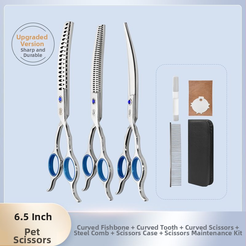 Set de foarfece pentru îngrijire animale de companie – tăiere profesională, foarfecă cu dinți curbati pentru blană de câine, material: floare de mătase, 234 bucăți în cutie