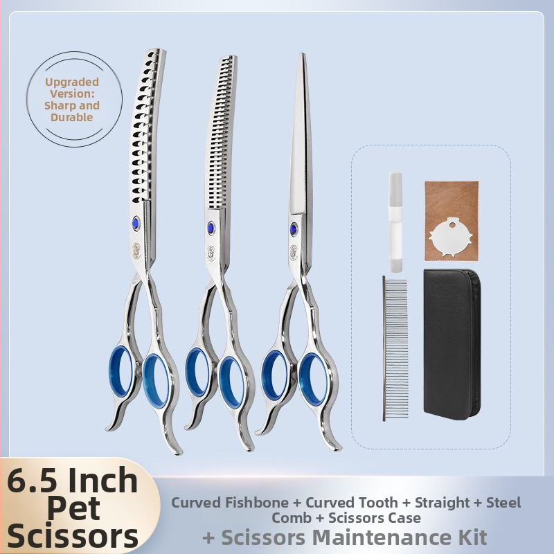 Set de foarfece pentru îngrijire animale de companie – tăiere profesională, foarfecă cu dinți curbati pentru blană de câine, material: floare de mătase, 234 bucăți în cutie