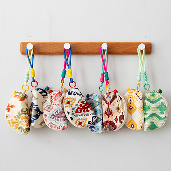 Novčanik za kovanice, od poliestera s prugastim uzorkom, novi nacionalni stil, unisex, podstava od platna