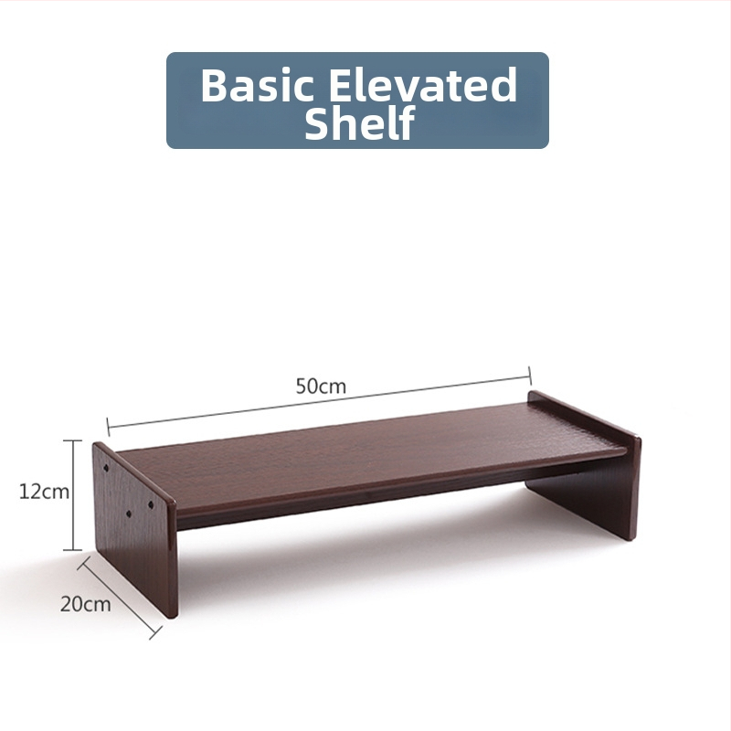 Drevený zdvihový stojan na počítač, 2 úrovne, s zásuvkou, stolové skladovanie, pohyblivý, zapustená inštalácia skrutiek