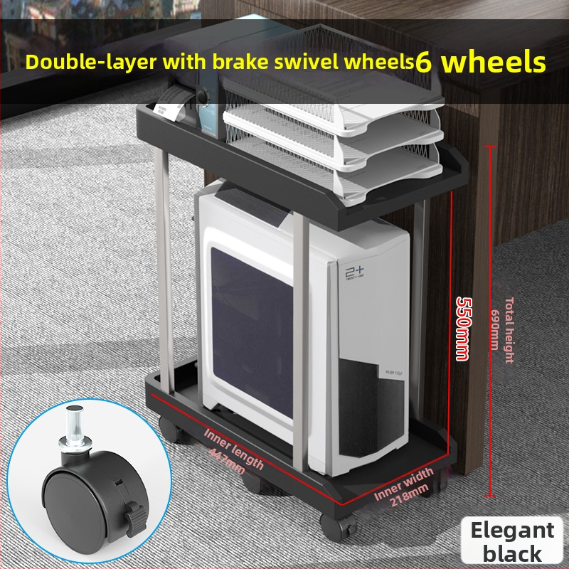 Držiak na stolný počítač s dvoma úrovňami, z plastu, prenosný a otáčavý, montáž bez vŕtania