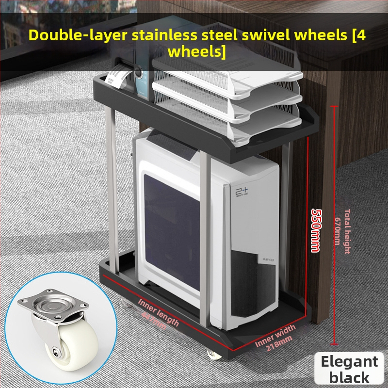 Držiak na stolný počítač s dvoma úrovňami, z plastu, prenosný a otáčavý, montáž bez vŕtania