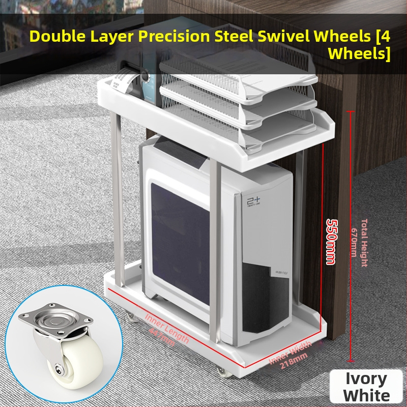 Držiak na stolný počítač s dvoma úrovňami, z plastu, prenosný a otáčavý, montáž bez vŕtania