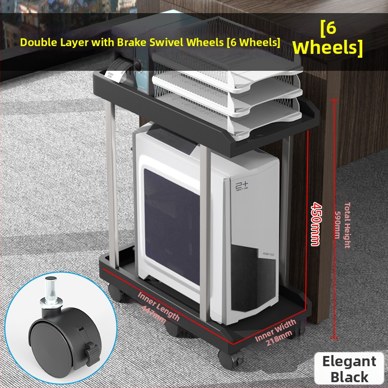 Držiak na stolný počítač s dvoma úrovňami, z plastu, prenosný a otáčavý, montáž bez vŕtania