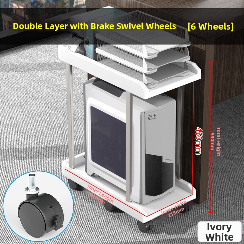 Držiak na stolný počítač s dvoma úrovňami, z plastu, prenosný a otáčavý, montáž bez vŕtania