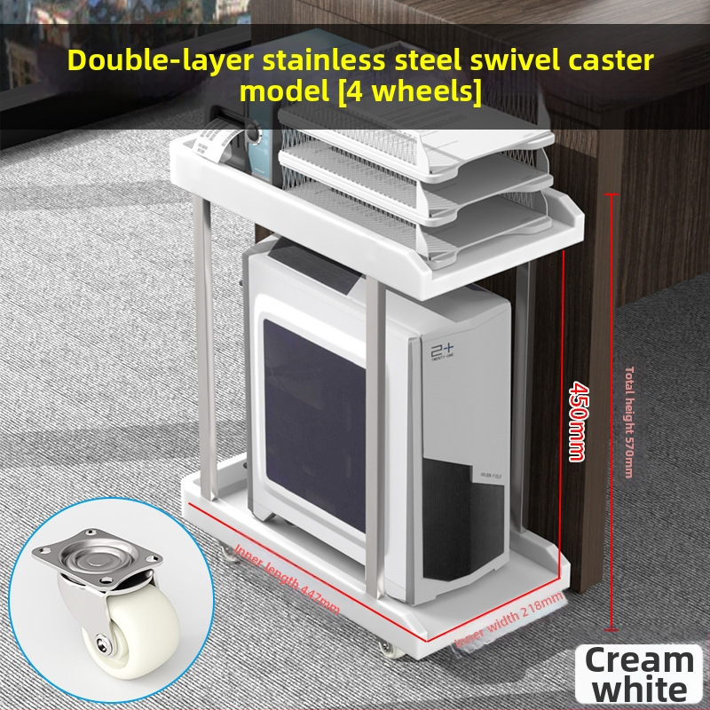Držiak na stolný počítač s dvoma úrovňami, z plastu, prenosný a otáčavý, montáž bez vŕtania