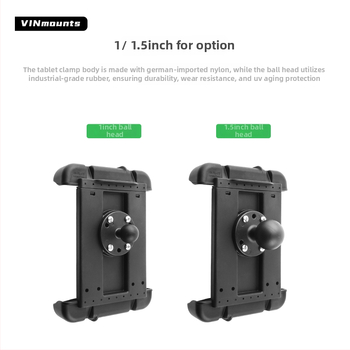 Vin-pbj-015 Universālais planšetes turētājs ar bumbas galvu (izstiepjams fiksēts tips) – vācu pastiprināts neilons, slodze līdz 2 kg, caurumu attālums 30×38 mm