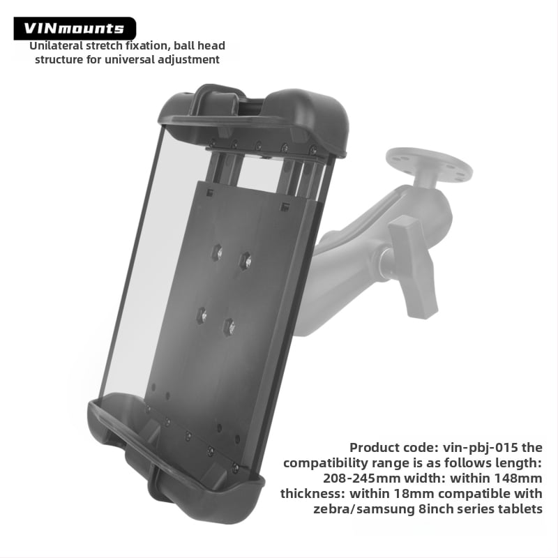 Vin-pbj-015 Universālais planšetes turētājs ar bumbas galvu (izstiepjams fiksēts tips) – vācu pastiprināts neilons, slodze līdz 2 kg, caurumu attālums 30×38 mm