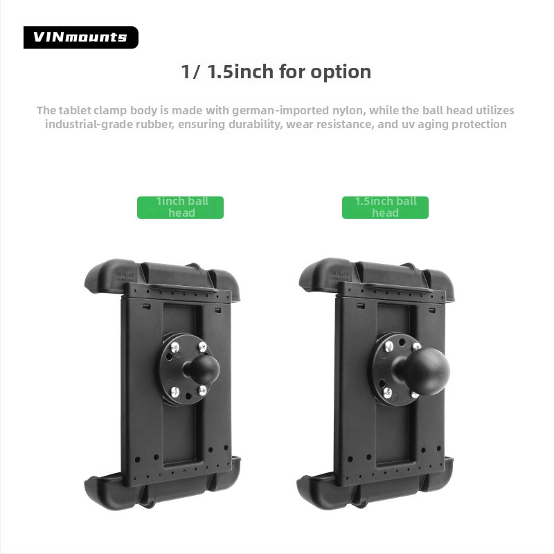 Vin-pbj-015 Universālais planšetes turētājs ar bumbas galvu (izstiepjams fiksēts tips) – vācu pastiprināts neilons, slodze līdz 2 kg, caurumu attālums 30×38 mm