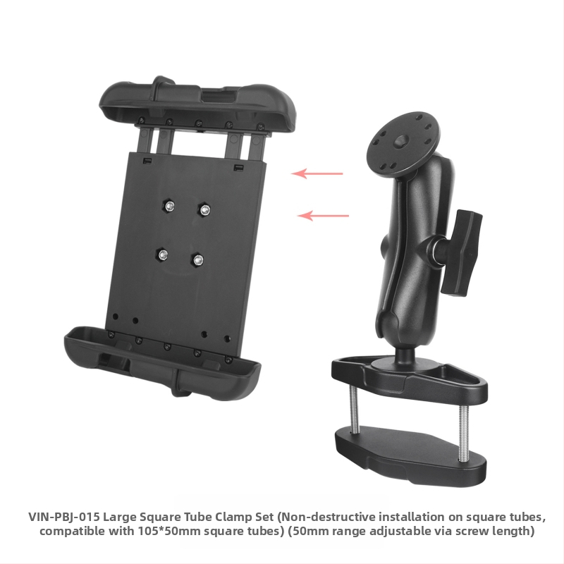 Vin-pbj-015 Universālais planšetes turētājs ar bumbas galvu (izstiepjams fiksēts tips) – vācu pastiprināts neilons, slodze līdz 2 kg, caurumu attālums 30×38 mm