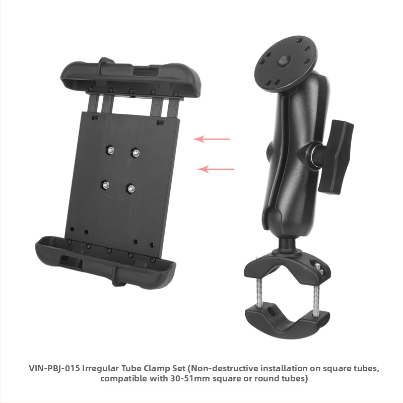 Vin-pbj-015 Universālais planšetes turētājs ar bumbas galvu (izstiepjams fiksēts tips) – vācu pastiprināts neilons, slodze līdz 2 kg, caurumu attālums 30×38 mm