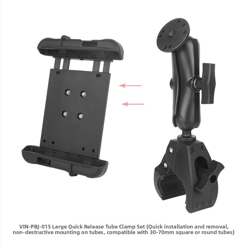 Vin-pbj-015 Universālais planšetes turētājs ar bumbas galvu (izstiepjams fiksēts tips) – vācu pastiprināts neilons, slodze līdz 2 kg, caurumu attālums 30×38 mm