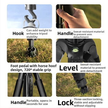 Vastagított szénacélból készült kamerat tripod DSLR és tükör nélküli kamerákhoz — hordozható háromszög állvány