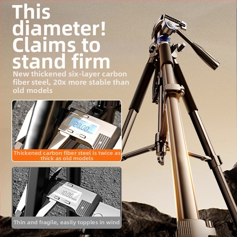 Statív z uhlíkovej ocele pre DSLR a bezzrkadlovky — prenosný trojnožný stojan
