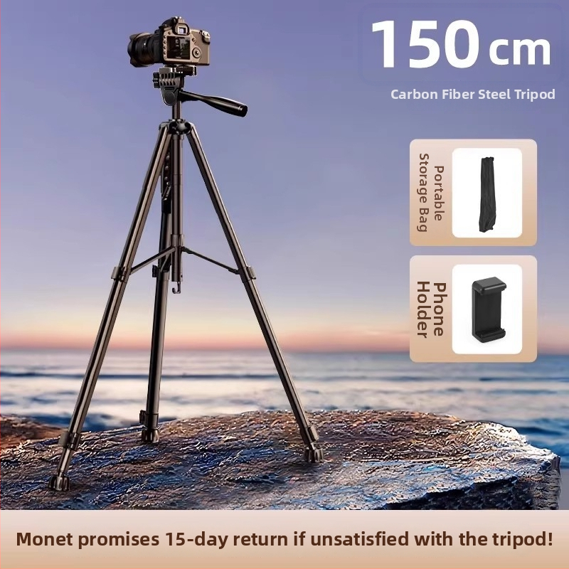 Vastagított szénacélból készült kamerat tripod DSLR és tükör nélküli kamerákhoz — hordozható háromszög állvány