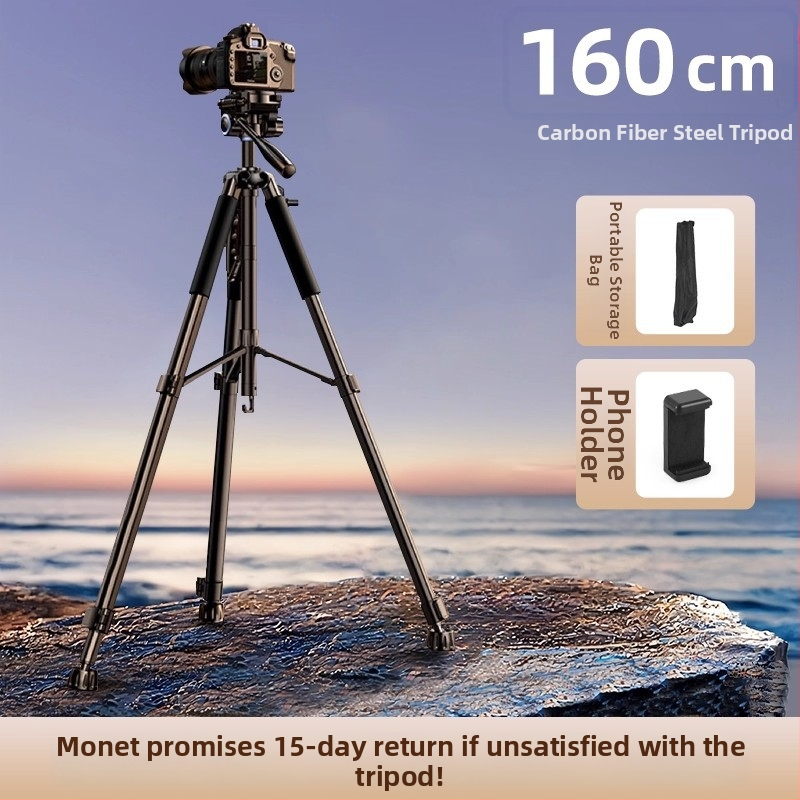 Vastagított szénacélból készült kamerat tripod DSLR és tükör nélküli kamerákhoz — hordozható háromszög állvány