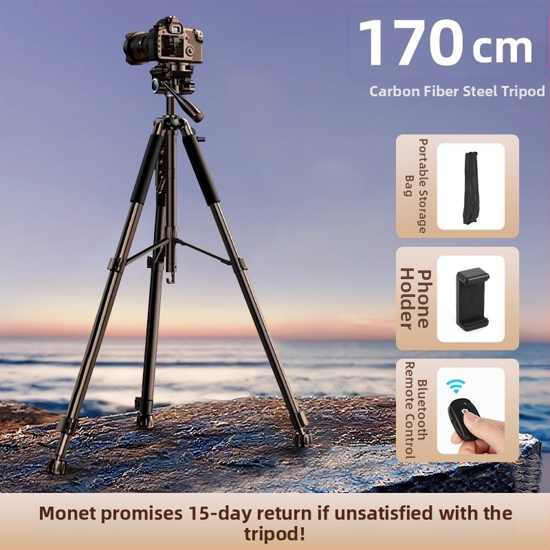 Vastagított szénacélból készült kamerat tripod DSLR és tükör nélküli kamerákhoz — hordozható háromszög állvány