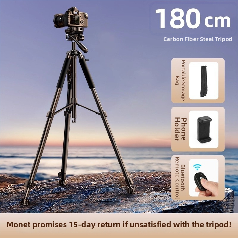Vastagított szénacélból készült kamerat tripod DSLR és tükör nélküli kamerákhoz — hordozható háromszög állvány