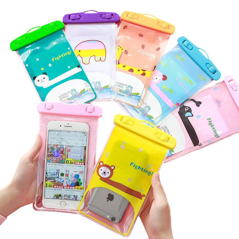 Husă PVC impermeabilă pentru telefon cu design animat de desene animate, husă transparentă sigilată pentru telefoane și camere, capacitate până la 6 inch, personalizabilă, potrivită pentru înot, excursii, scufundări, drumeții, plimbare pe râu