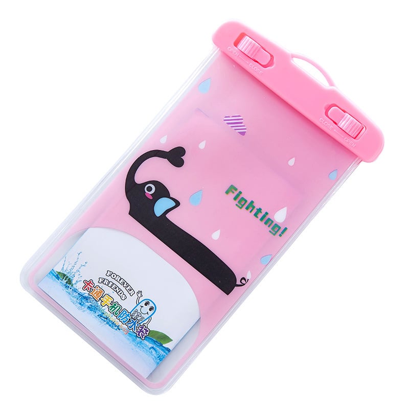 Husă PVC impermeabilă pentru telefon cu design animat de desene animate, husă transparentă sigilată pentru telefoane și camere, capacitate până la 6 inch, personalizabilă, potrivită pentru înot, excursii, scufundări, drumeții, plimbare pe râu