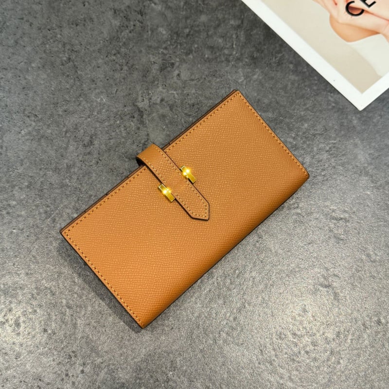 Portofel lung pentru femei din piele naturală, piele de vită din primul strat, ultraușor, capacitate extensibilă, lansare iarna 2025, Orange Cat Leather Goods