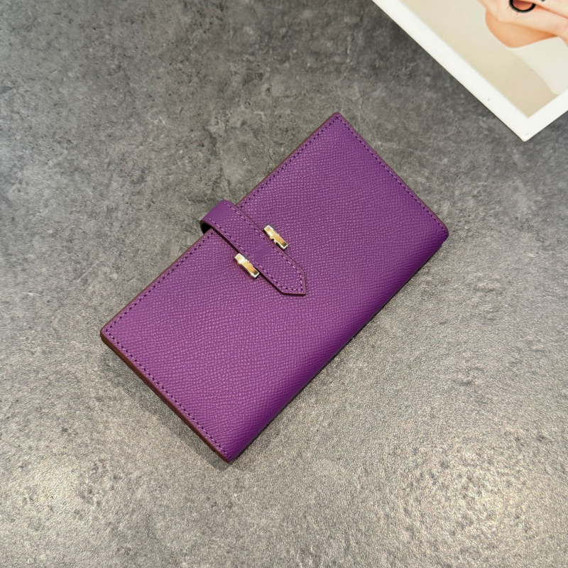 Portofel lung pentru femei din piele naturală, piele de vită din primul strat, ultraușor, capacitate extensibilă, lansare iarna 2025, Orange Cat Leather Goods