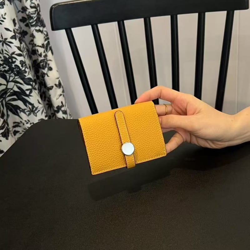 Ženski novčanik od prave kože, 2 preklopa, dizajn color-block, ultra lagan i sklopiv