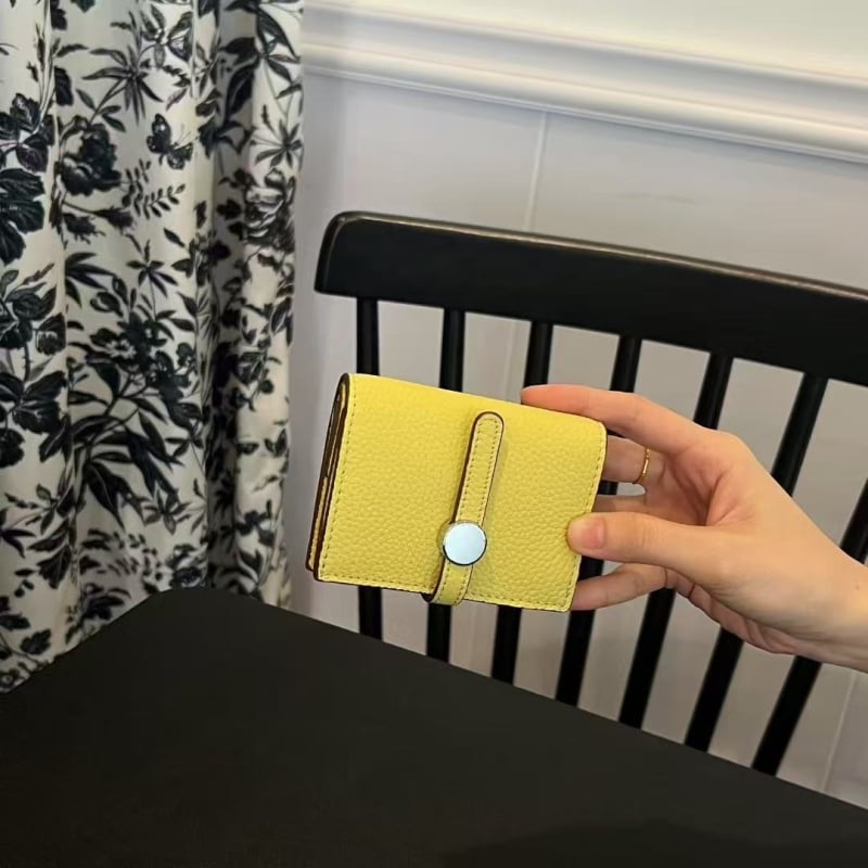 Ženski novčanik od prave kože, 2 preklopa, dizajn color-block, ultra lagan i sklopiv