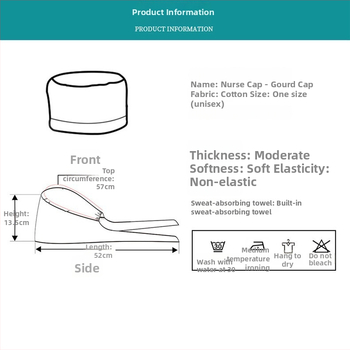 Unisex ķirurģijas cepure, poliestera-kokvilnas audums, twill, vienkrāsains raksts, druka, plakanais augšdaļas dizains